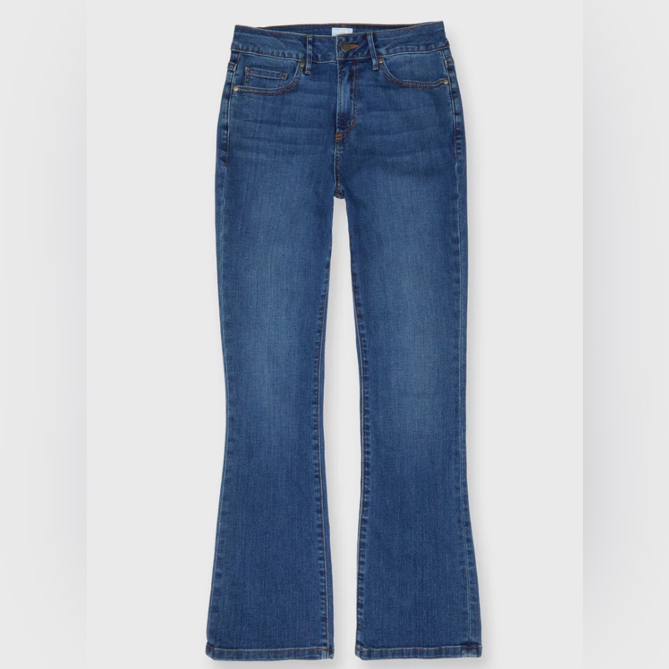 Nwt Ann Mashburn Flare Cropped 5Pocket Jean In Indigo Stretch Denim Size 26